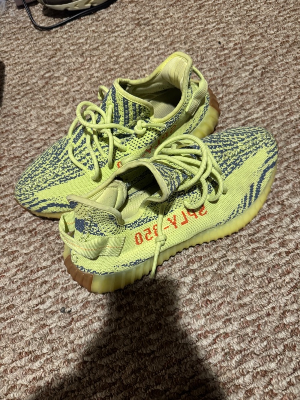adidas Yeezy Boost 350 V2 Neon frozen Yellow with Gray and Orange Accents